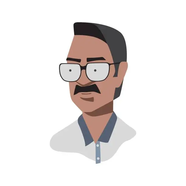 Vector illustration of Portrait of a Man Wearing Glasses.