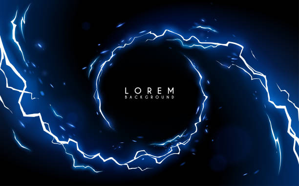 ilustrações de stock, clip art, desenhos animados e ícones de circle lightnings template with sparks - trovoada