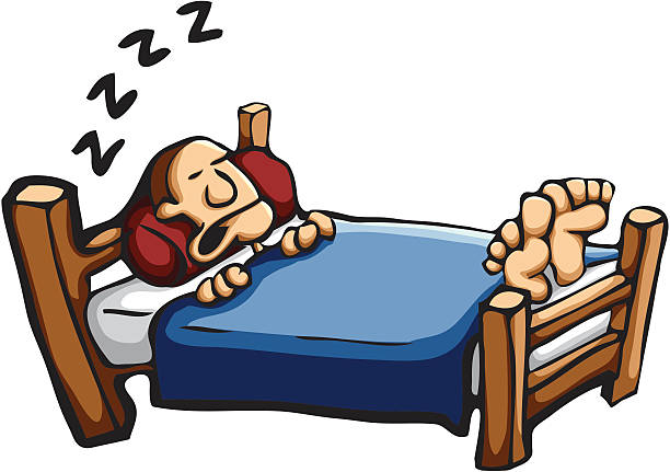 Cartoon Of Man In Bed Snoring Stock Illustration - Download Image Now - Bed  - Furniture, Sleeping, Twin Bed - iStock