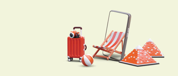 istock Hot vacation. 3D illustration in red color. Tour selection through application on phone 1504147620