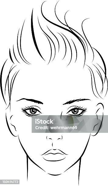 Woman With Short Hair 01 Stock Illustration - Download Image Now - Women, Short Hair, Human Face