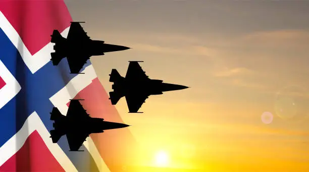 Vector illustration of Silhouettes of a military aircraft. EPS10 vector