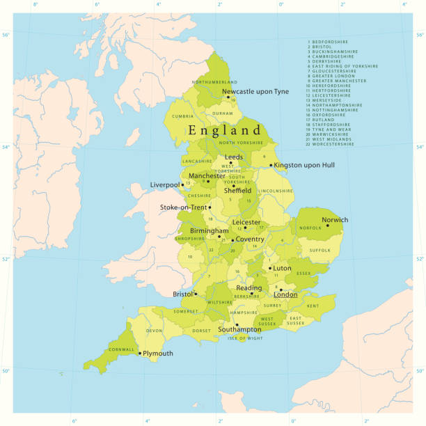 ilustrações de stock, clip art, desenhos animados e ícones de inglaterra vetor mapa - east anglia