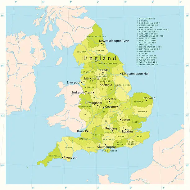 Vector illustration of England Vector Map
