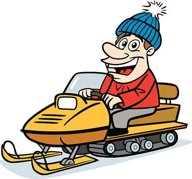Vector illustration of Man On Snowmobile