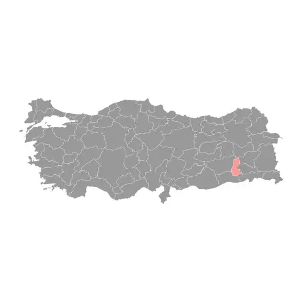 Vector illustration of Batman province map, administrative divisions of Turkey. Vector illustration.