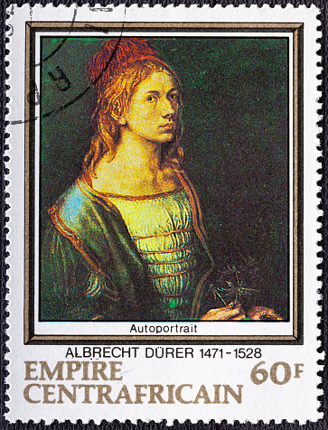 CENTRAL AFRICAN REPUBLIC 1978: stamp printed by Central African Republic, shows Durer, Self-portrait, circa 1978