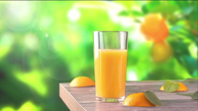 Wizard fresh orange juice in summer view. Stop Motion animation video footage