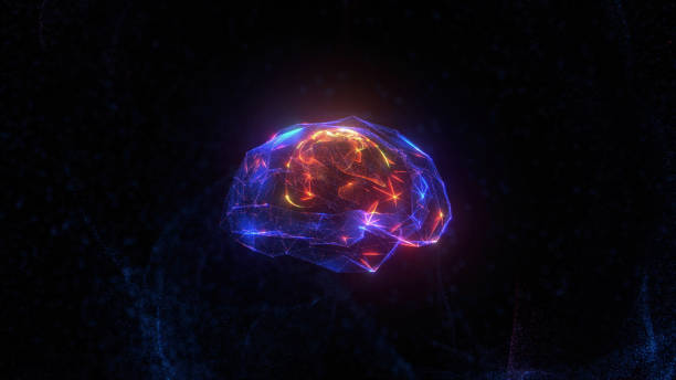 istock Human brain hologram on black background 1504173273