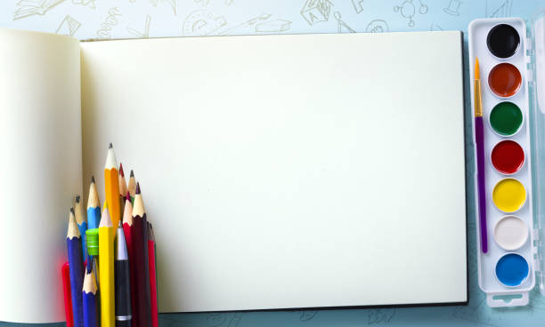 istock Art Back to school banner background; drawing and painting lesson 1504173412