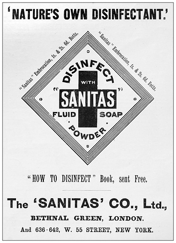 Antique advertisement from British magazine: Disinfectant
