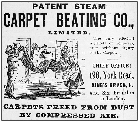 Antique advertisement from British magazine: Carpet beating