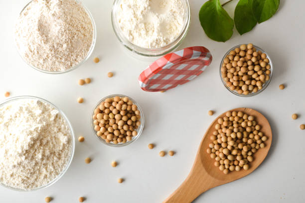istock Background with whole and refined soy flour on kitchen bench 1504177946