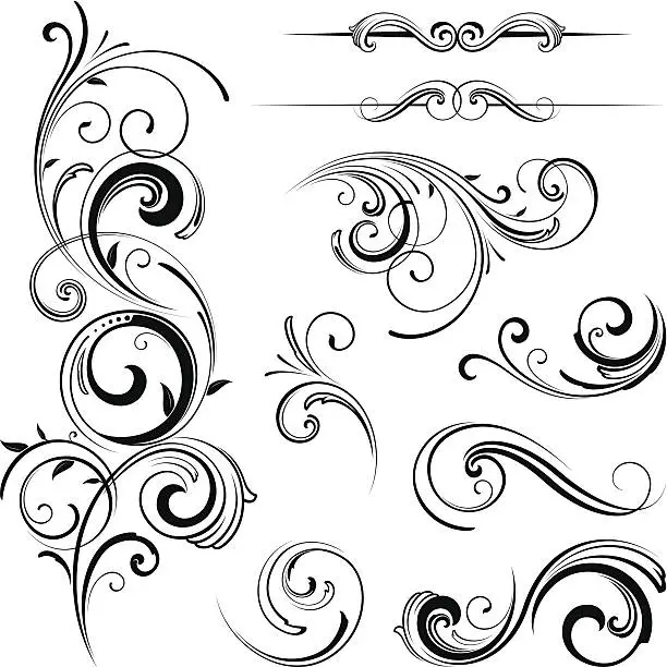 Vector illustration of Elegant swirling flourishes
