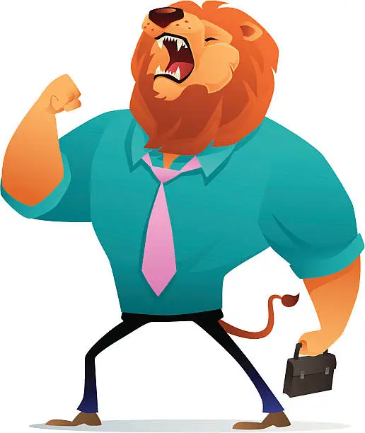 Vector illustration of roaring lion