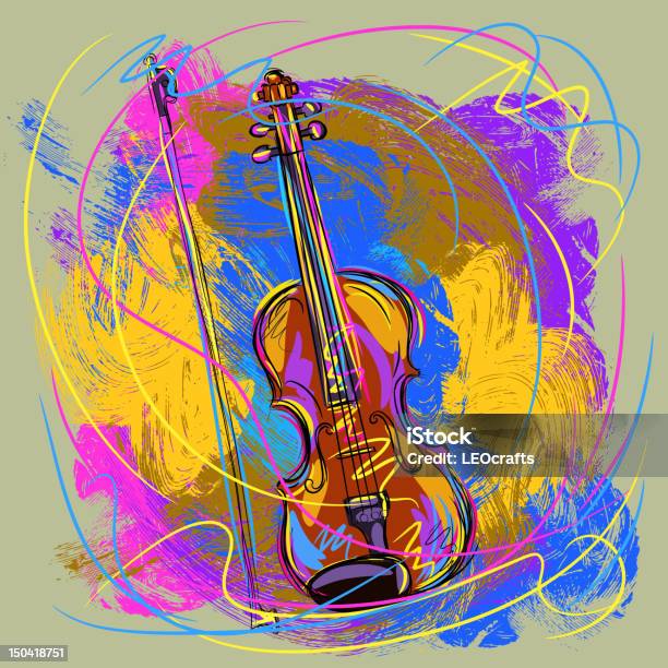 Ilustración de Colorido Violín y más Vectores Libres de Derechos de Música - Música, Pintura - Producto artístico, Arte