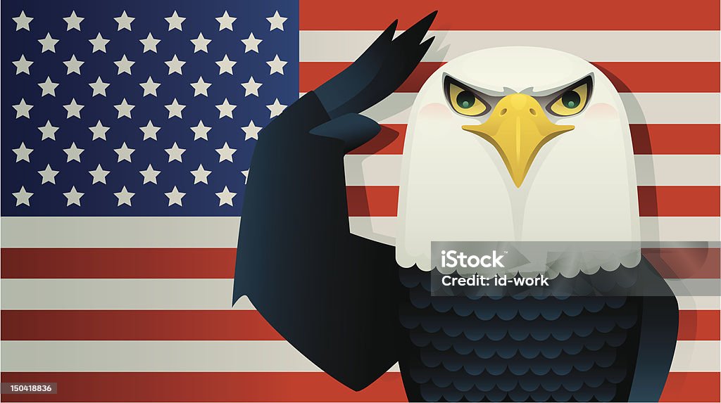 soon eagle vector character of bald eagle saluting….. Clip Art stock vector