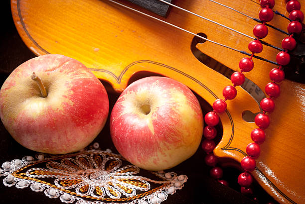 Violin and Apples stock photo