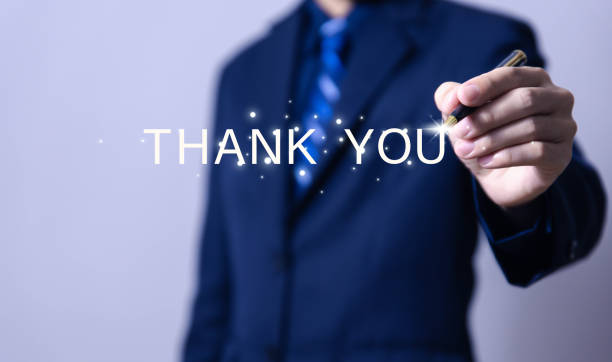 istock A message of thanks and congratulations on a virtual screen. 1504192575