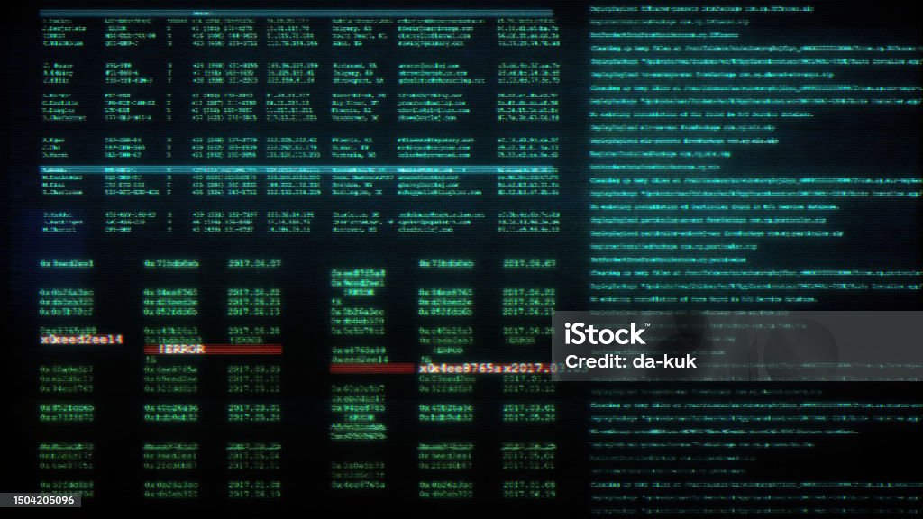 Computer Code Overlay Gui On Black Background Digital Noise And ...