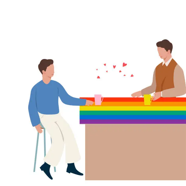 Vector illustration of Vector illustrations celebrating Pride Month.Two persons saying Love is Love
