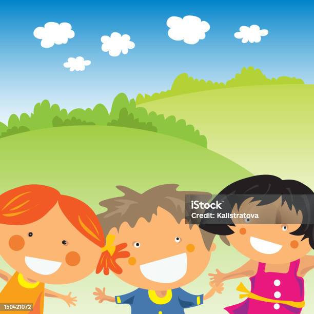 Happy Frends Stock Illustration - Download Image Now - Child, Laughing, Playful