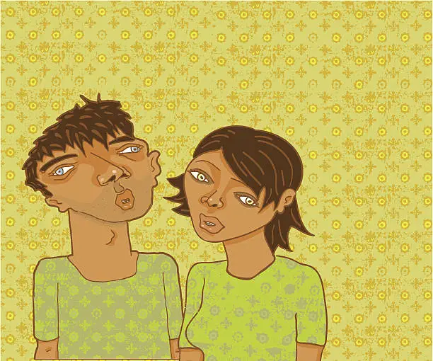 Vector illustration of Boy and Girl in Green