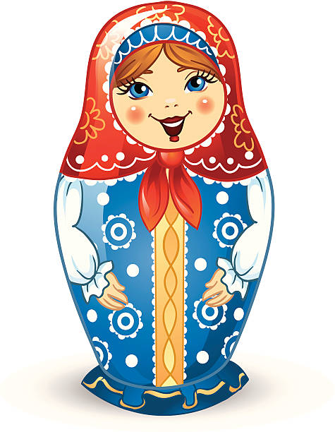 russische puppe matrioshka - russian nesting doll doll russia decoration stock-grafiken, -clipart, -cartoons und -symbole