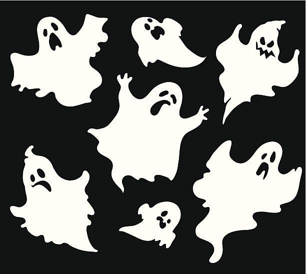 illustrazioni stock, clip art, cartoni animati e icone di tendenza di set di halloween ghosts1 - shadow monster fear spooky
