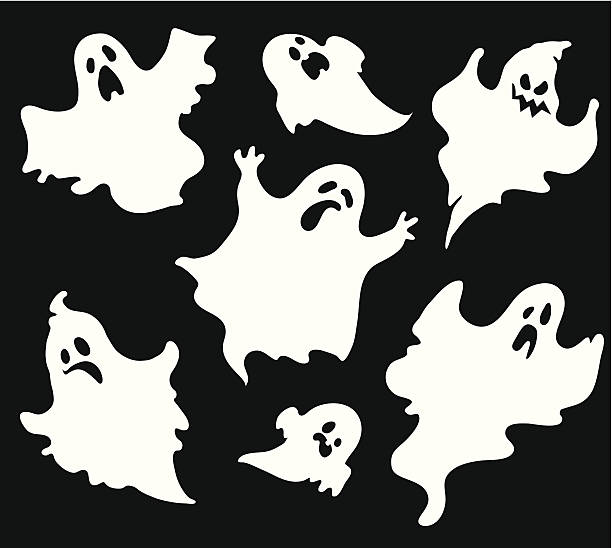 ilustrações, clipart, desenhos animados e ícones de conjunto de halloween ghosts1 - espectro