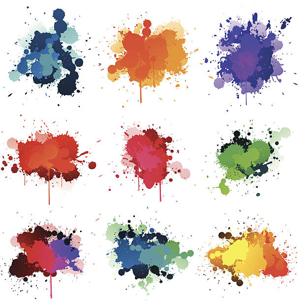 Paint splat colorful paint splat isolated on white blue ink splatter stock illustrations