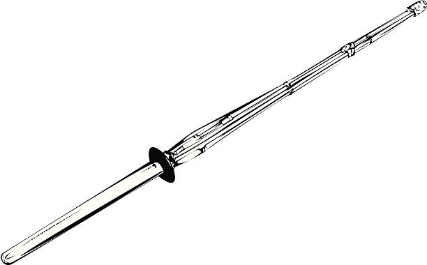 kendo - shinai black and white illustration of a japanese kendo bamboo - sword called shinai kendo stock illustrations