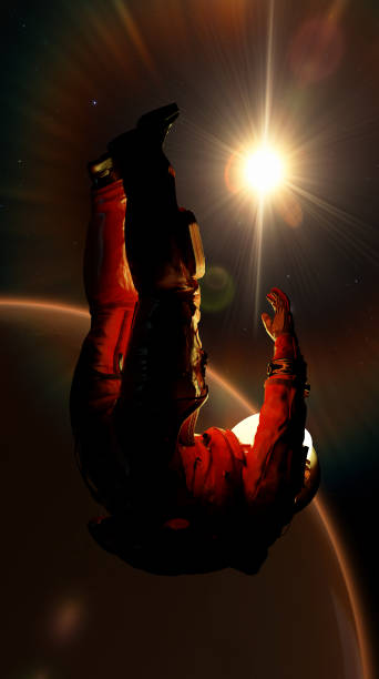 istock Man astronaut in zero gravity falls into cosmic abyss. Lonely cosmonaut astronaut among the stars planets and galaxies. 3d render 1504222349