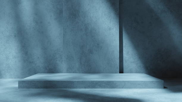 istock Beauty product empty podium. Concrete wall and floor. 3d render 1504222350