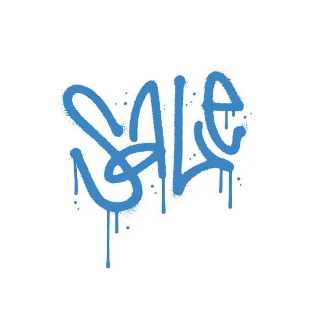 Vector illustration of SALE - urban graffiti word sprayed in 90s y2k street art style. Textured hand drawn vector illustration.