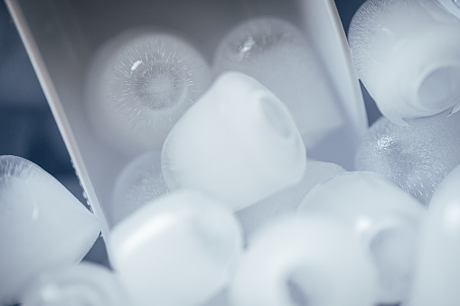 Ice Cubes In Ice Maker Macrophotography