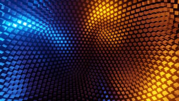 Abstract sci-fi cubes and wave elements Abstract sci-fi cubes and wave elements, digital art, video game environments. abstract technology orange stock pictures, royalty-free photos & images