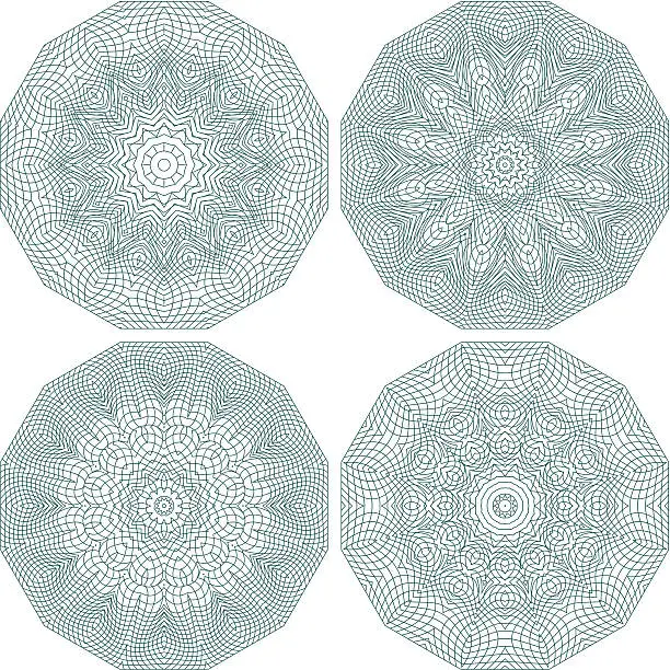 Vector illustration of Set of vector guilloche rosettes