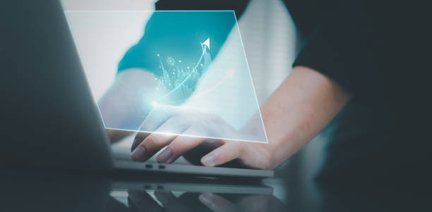istock Businessman using laptop computer analysis symbol arrow up,stock graph and chart, concept growth business investment, Stock market strategy for making market plan and stock market fluctuations 1504257023