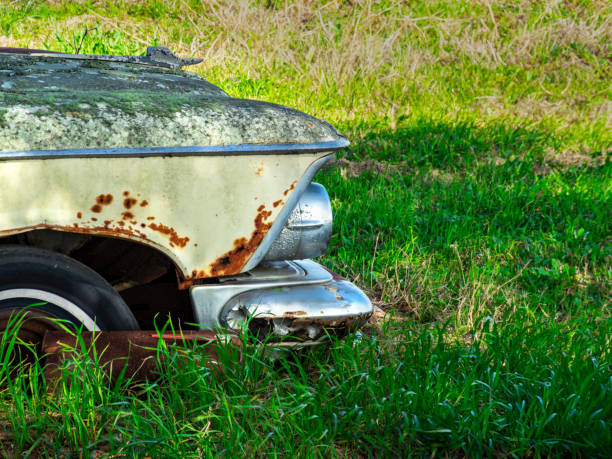 istock Old rusty car under the shade of a tree 1504267563