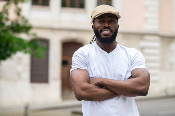 istock Well-built good looking african american man in a white tshirt 1504299815