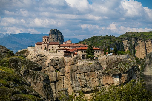 The Great Meteoron Monastery stands proud on a rocky mountain