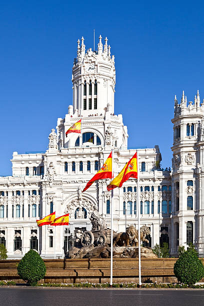 Cibeles Fountain and Palacio de Comunicaciones, Madrid stock photo