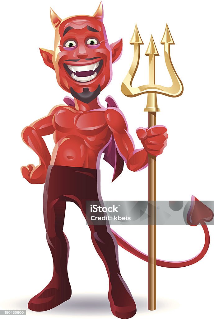 Laughing Devil A laughing devil holding a trident isolated on white. EPS 8, fully editable grouped and labeled in layers. Only linear and radial gradients used. Devil stock vector