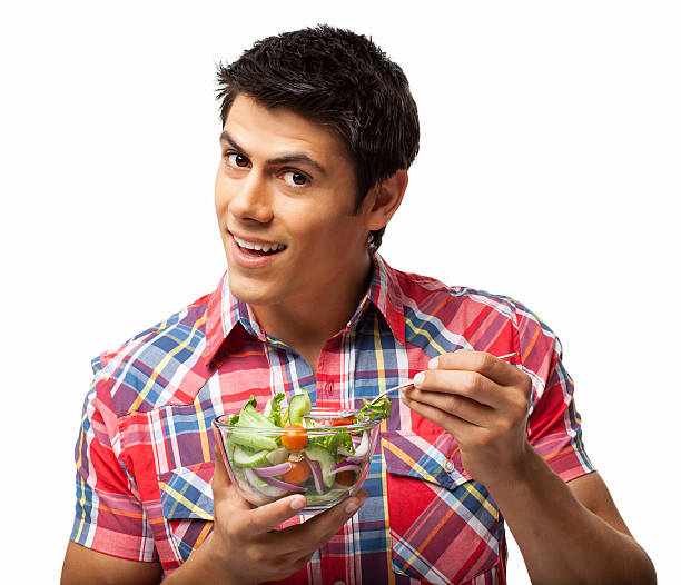 istock Man Having Healthy Vegetable Salad - Isolated 150431287