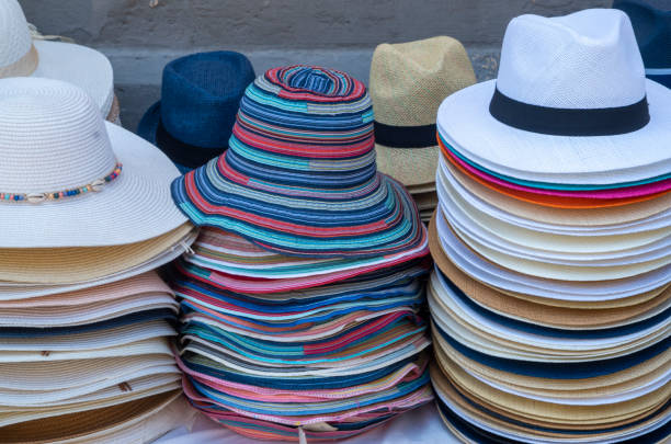 istock New colorful cheap beach hats close 1504320231
