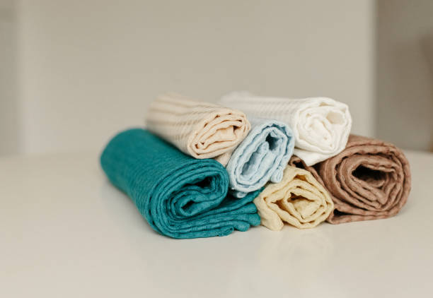 istock linen napkins lie twisted on the table. 1504396335