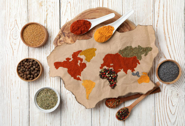 istock Map of world made from different kinds of spices 1504407609