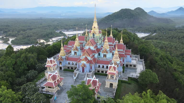 Aerial view of Wat Tang Sai Temple in Prachuap Khirikhan, Thailand