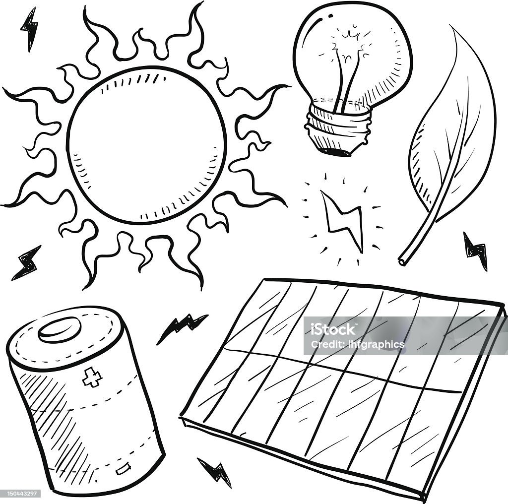 Ilustración de Energía Solar Artículos Boceto y más Vectores Libres de  Derechos de Dibujo - Dibujo, Panel Solar, Alcalino - iStock